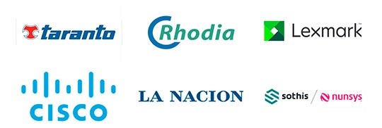 logos Taranto, Rhodia, Lexmark, Cisco, La Nación, Sothis Nunsys