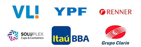 logos VLI, YPF, Renner, Soluplex, Itaú BBA, Grupo Clarín