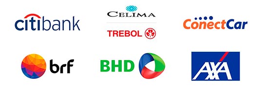 logos Citibank, Celima Trébol, Conectcar, BRF, BHD, AXA